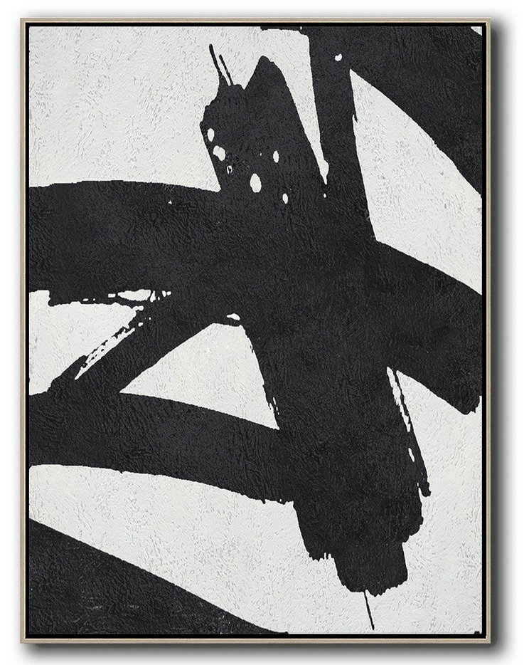 Big Wall Art For Living Room,Black And White Minimal Painting On Canvas - Original Modern Art,Large Wall Art Handmade